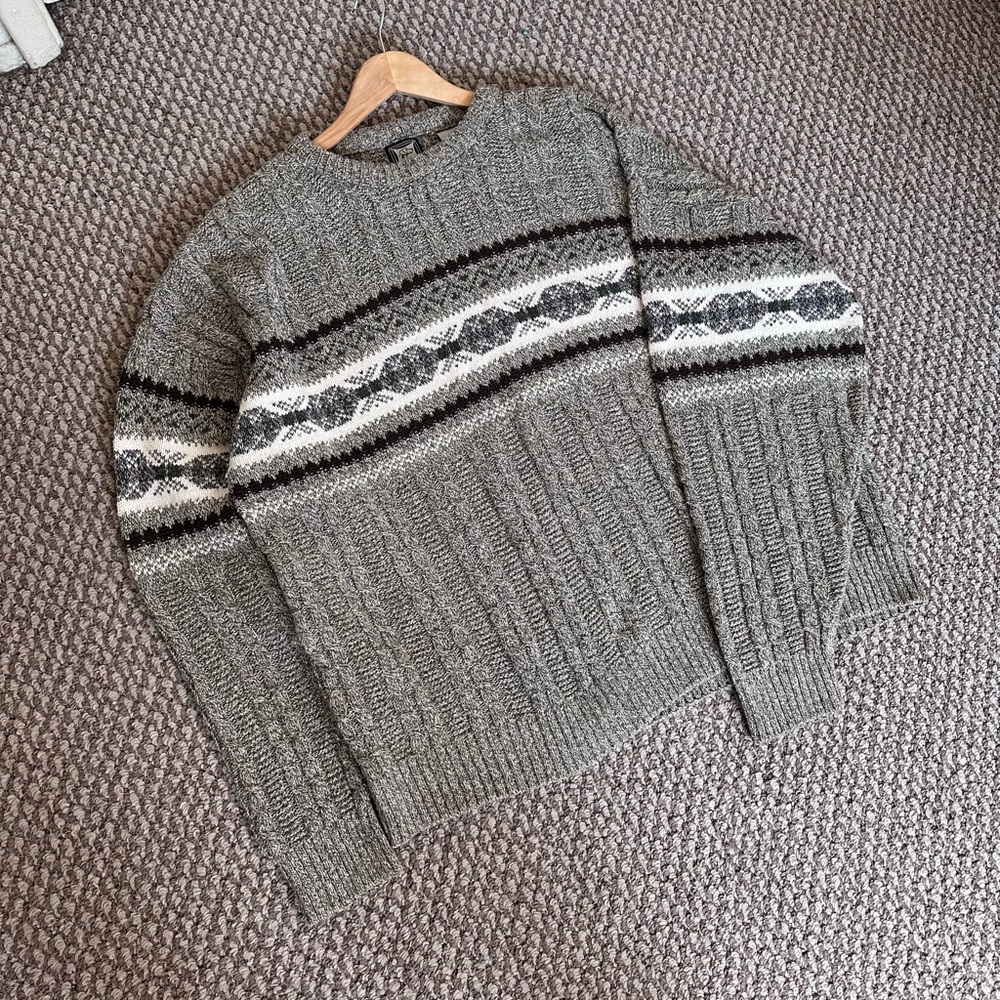 Vintage Retriever Grey Cable Knit Sweater Men’s XL Oversized